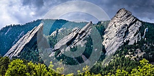 Incredible Flatiron Mountains of Colorado in the sun