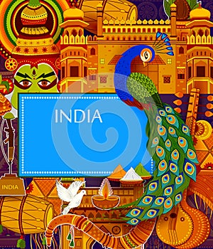 Incredible India background depicting Indian colorful culture and religion