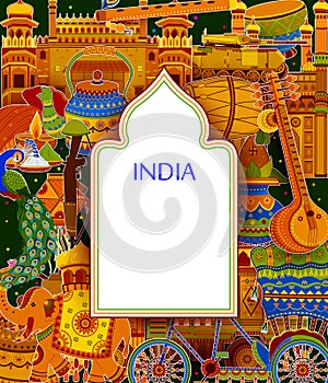 Incredible India background depicting Indian colorful culture and religion