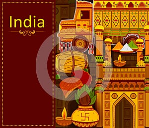 Incredible India background depicting Indian colorful culture and religion