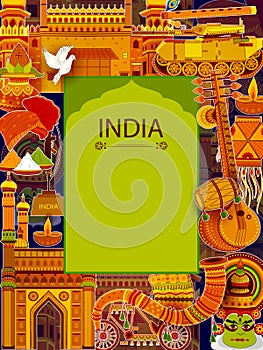 Incredible India background depicting Indian colorful culture and religion