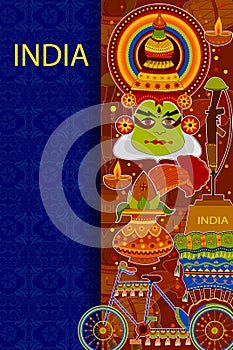 Incredible India background depicting Indian colorful culture and religion