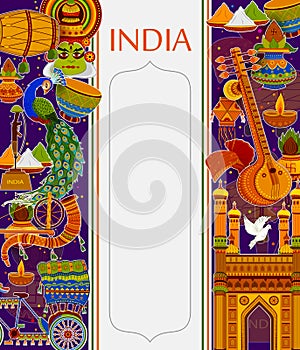 Incredible India background depicting Indian colorful culture and religion