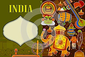 Incredible India background depicting Indian colorful culture and religion