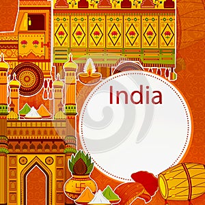 Incredible India background depicting Indian colorful culture and religion