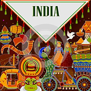 Incredible India background depicting Indian colorful culture and religion