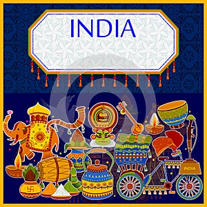 Incredible India background depicting Indian colorful culture and religion