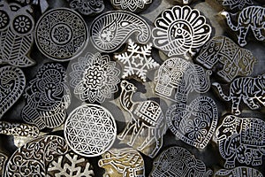 Indian design-block print design in Jaipur, India for clothes or fabric photo