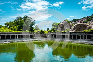 Elephant Tank at Gingee Fort or Senji Fort in Tamil Nadu, India. It lies in Villupuram District