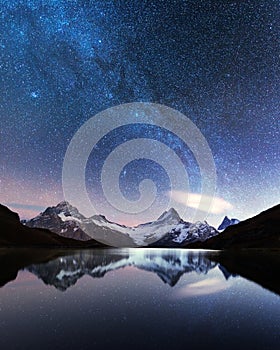 Incredible night view of Bachalpsee lake