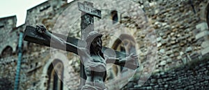 Incredible Sight: Jesus Christ on Cross at Stone Castle in Antwerp, Belgium -