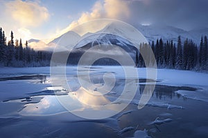 Incredible stunning scenery of Jasper National Park in winter