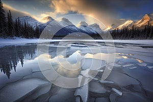 Incredible stunning scenery of Jasper National Park in winter