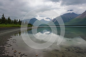 Incredible stunning scenery of Lake Clark National Park in winter