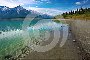 Incredible stunning scenery of Lake Clark National Park in winter