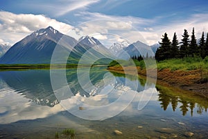 Incredible stunning scenery of Lake Clark National Park in winter