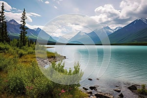 Incredible stunning scenery of Lake Clark National Park in winter