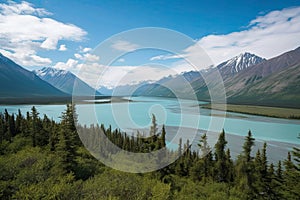 Incredible stunning scenery of Lake Clark National Park in winter