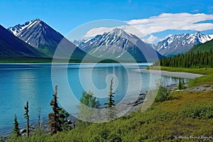 Incredible stunning scenery of Lake Clark National Park in winter