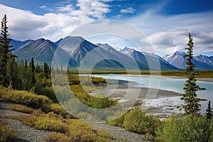 Incredible stunning scenery of Lake Clark National Park in winter