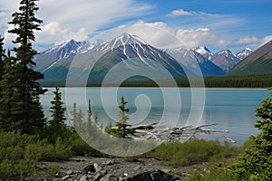 Incredible stunning scenery of Lake Clark National Park in winter