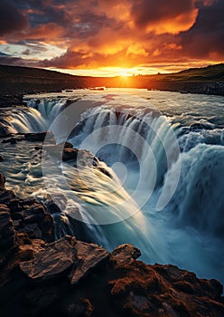 Incredible sunset landscape in Iceland
