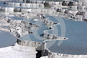 The incredible travertines, otherwise known as Cotton Castle at Pamukkale in Turkey. photo