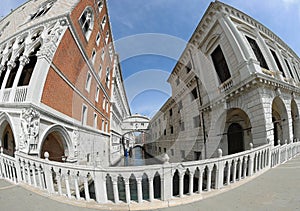 Incredible view of the Famous Bridge of Sighs in Venice in Italy