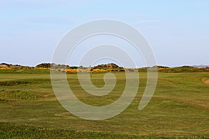 An incredible view of the most famous and historic classic links golf course, the Old Course in St. Andrews, Scotland