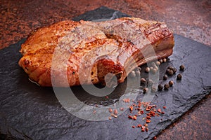 Incredibly delicious and juicy steak on a stone table