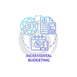 Incremental budgeting blue gradient concept icon