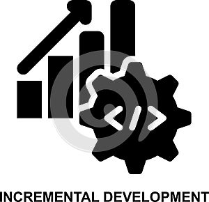 incremental development, programming, coding, software, increment, software development solid glyph icon