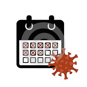 Incubation period virus in red calendar