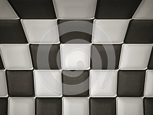 Incurved chequered leather pattern with rectangle segments