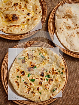 Indain Nann served in the rattan tray