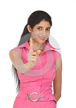 Indain woman pointing her finger