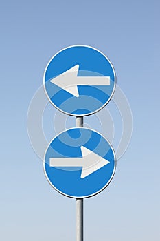 Indecision - concept image whit road signs