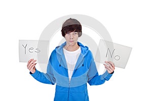 Indecision - teenager boy with choices photo