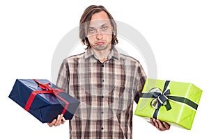 Indecisive man with two gifts