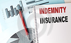 INDEMNITY INSURANCE text on notebook on chart background