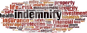 Indemnity word cloud concept