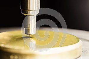 Indenter scale B closeup with calibration block
