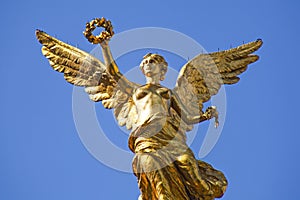 Independence angel statue located in Paseo de la Reforma avenue. This is one of the icons of Mexico City