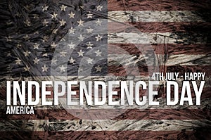 Independence day 2020, Stars and stripes wood background and an inscription for the Indipendence day 4th July celebrations
