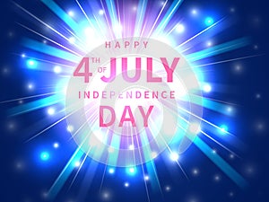 Independence day 4 th july. Happy independence day of USA with glow flash light, firework