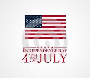 Independence Day, 4th of July design with united states of america flag. Vector illustration banner background isolated.