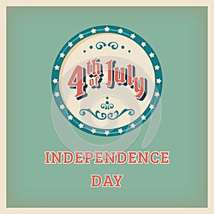 Independence day. 4th of July. Holiday celebration vintage background with national elements. Vector retro illustration for