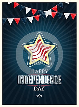 Independence day American signs with flag stripes, vector illustration