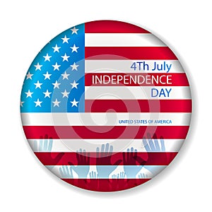 Independence day American signs hanging with chain, vector illustration