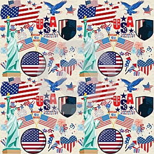 independence day backgrounds 4th of July seamless pattern USA American